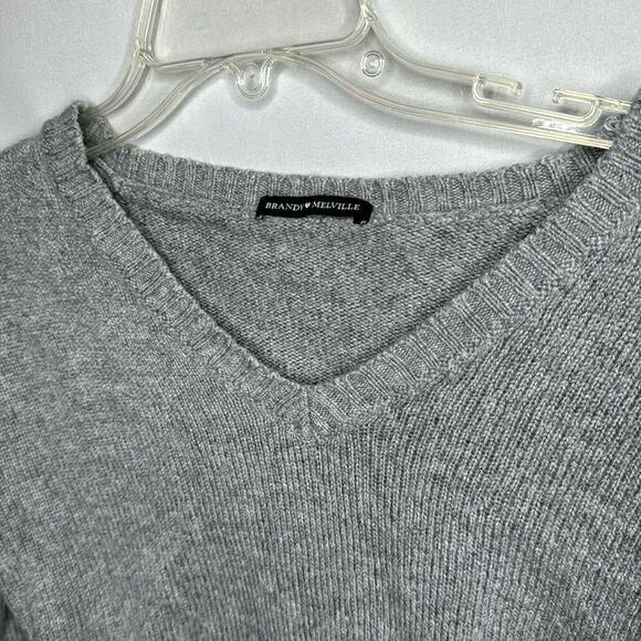 Brandy Melville Grey V-Neck Sweater. One size. - Picture 2 of 4
